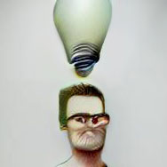 Avatar image of a mans face with a lightbulb above him, cartoonish